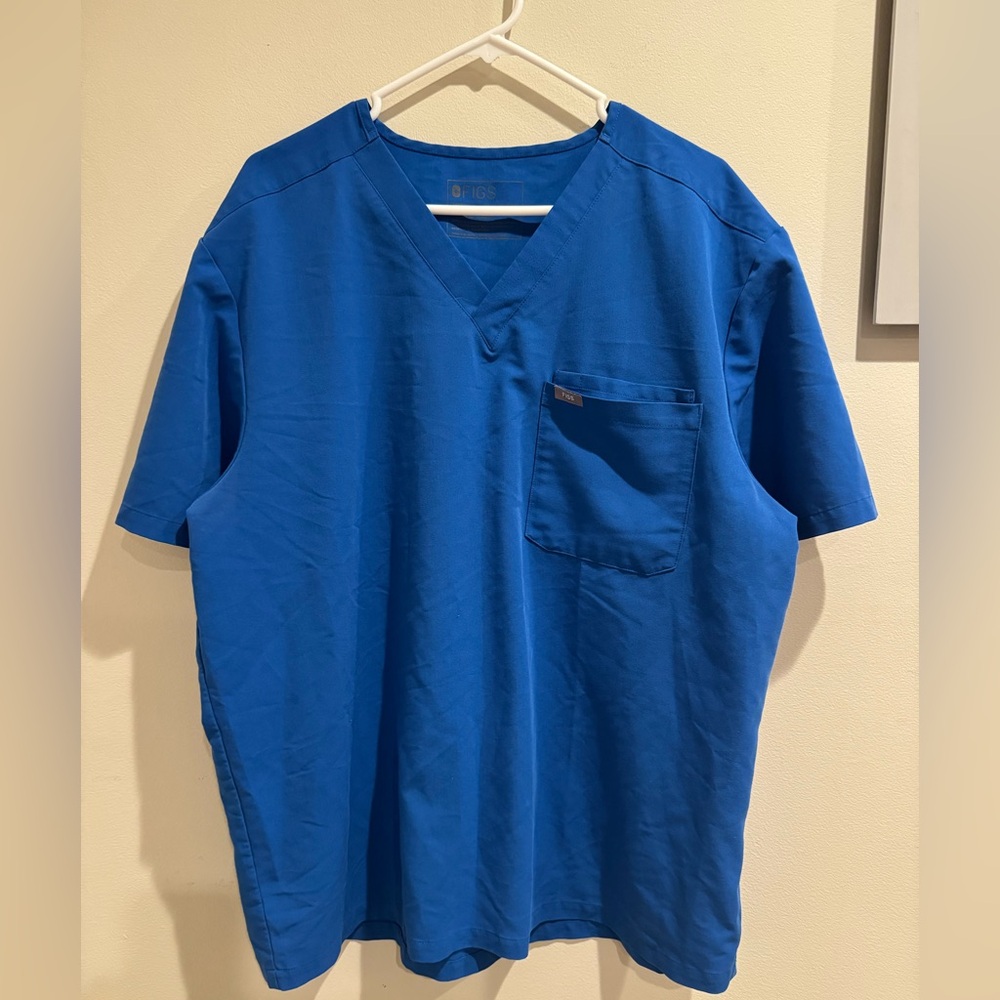 FIGS Catarina royal blue scrub top double pocket men's XXL
